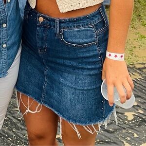 Blue Denim Studded Skirt